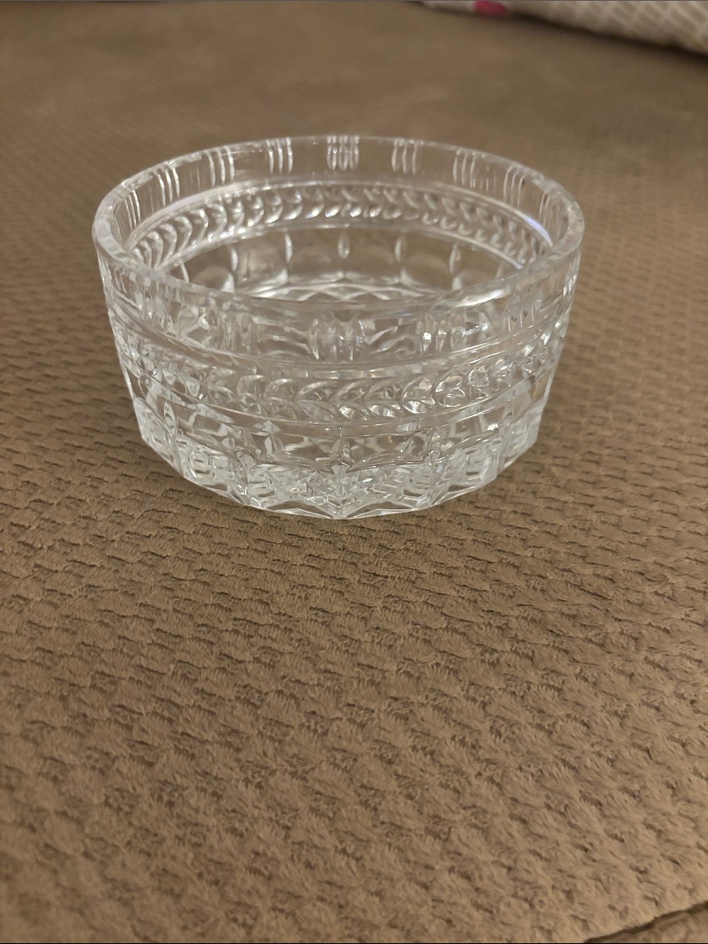 Clear Cut Glass Decorative Bowl - White/Clear